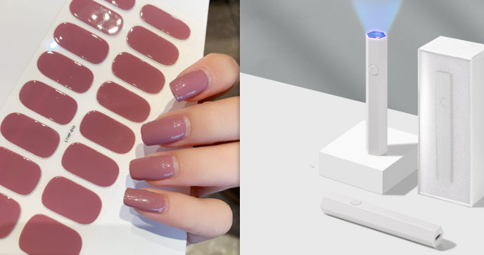 Blush Nail Stickers with Uv lamp